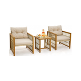 Loungesæt med 2 stole og 1 bord i akacietræ og polyrattan - Akacie/Beige