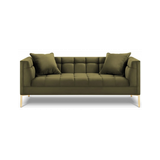 Karoo 2-personers sofa i metal og velour B185 x D85 cm - Guld/Grøn
