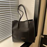 Vintage Lazy Style Large Capacity Tote Bag AllMatch Solid Color Shoulder Bag Perfect Underarm Bag For Commuting - Black