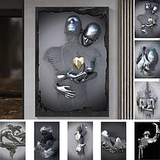 3d vægkunst kærlighed hjerte print/plakater metal skulptur par kram moderne billede boligdekoration vægophæng gave rullet lærred uindrammet ustrakt Lightinthebox