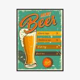 Plakat - Vintage øl menu ramme aluminium farve sort