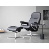 Stressless® Garda medium stol + skammel - sort batick læder