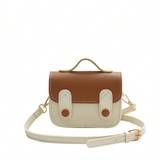 SHEIN 1pc Children's Fashionable Colorblock Cambridge Satchel Crossbody Bag, Suitable For Daily Use