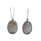 Hænge øreringe med romersk glas i krone sølvramme