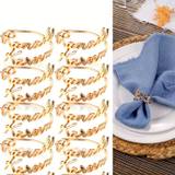 12pcs, Delicate Simple Napkin Rings, Golden Ramadan Kareem Letters Napkin Ring, For Eid Mubarak Party Ramadan, Dining Table Decor, Banquet Tableware Decor Christmas Decorations