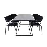 EstelleBLBL spisebordssæt spisebord sort, marmor og 6 Arrow stole velour sort.