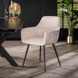 Tinto - 2 Spisebordsstole i cremet grå polyester med striber