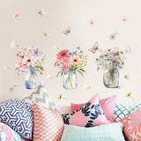 SHEIN 3pcs Nordic Style Flower Vase & Butterfly PVC Frosted Sticker, Living Room Wall Decoration Wall Decal