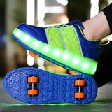 SHEIN Good Balance Four-Wheeled Roller Shoes For Boys And Girls With Rechargeable Led Lights, Detachable Skates Children's Light Shoes