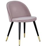 Velvet spisebordsstol, m. armlæn - gammelrosa velour og metal