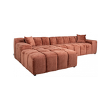 Cube venstrevendt chaiselong sofa i chenille 325 x 195 cm - Rødrosa