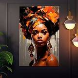 håndlavet oliemaleri lærred vægkunst dekoration figur portræt afrikansk smuk pige abstrakt til boligindretning rullet rammeløs ustrakt maleri Lightinthebox