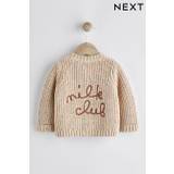 Cream Milk Club Brown Chunky Knitted Embroidered Baby Cardigan