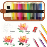SHEIN 36 Colors Pencils, Premier Color Pencil Set, 36 Coloring Pencils, Sharpener And Canvas Pencil Bag