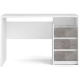 Prestige skrivebord 120 x 56 cm i hvidt og beton look med 3 skuffer og 1 åbent rum.