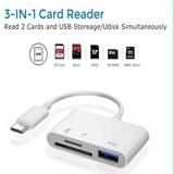 SHEIN USB C to SD , Micro SD Memory Card Reader, Type C to SD Card Reader Adapter for Type C SD Card Adapter Supports Compact Flash/CF/SD/Micro SD for iPad