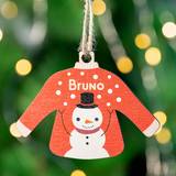 Træ Julepynt i form af en sweater | med dit foto eller navn | personligt julepynt