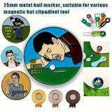 1 Pc Golf Ball Mark, 25mm Universal Metal Ball Mark, Can Be Used For Magnetic Cap Green Fork, Golf Accessories Equipment Stuff, Great Gift For Golf Men Women Lovers