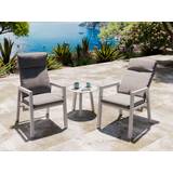 Jamaica cafésæt/hvilestolesæt - 2 stole og bord 55 cm i hvid aluminium