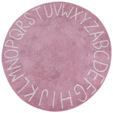Tæppe lyserødt ⌀ 120 cm bomuldsrundt med bogstaver håndlavet moderne stil børneværelse