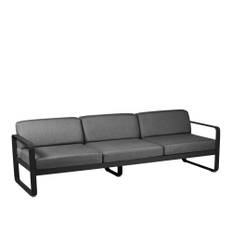 Fermob - Bellevie 3 Seater Sofa Graphite Grey Cushions, Liquorice
