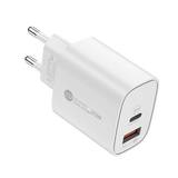 SHEIN 1pc White Eu/us Standard Wall Charger With Pd Usb, 20w Fast Charging Power Adapter, C Type Quick Charge 3.0, Compatible With Iphone, Xiaomi, Samsung,