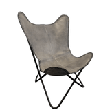 Flagermusstol i ægte læder (fås i flere forskellige farver) (Farve: Grå læder - sort stel (model "Exaele"))