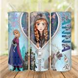 SHEIN [Officially Licensed] Disney Frozen Princess Anna Queen Elsa Stainless Steel Insulated Tumbler 20oz Cold/Hot Water Cup With Straw, Ideal Gift For Girl