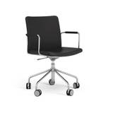 Swedese Stella kontorstol kan hæves/sænkes med tilt læder Elmosoft 99999 sort, kromstel, læderbeklædte armlæn, affjedring i ryggen
