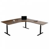 Fast hjørne skrivebord, Størrelse 180 x 200 cm, Bordplade Valnød, Stativ Sort
