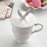 SHEIN One Ceramic Creative Horse Mug With Lid For Coffee/ Milk/ Tea With Rabbit Ears