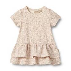 Wheat Johanna jersey kortærmet kjole baby - Cream Flower Meadow - Beige