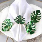 SHEIN 2pcs Natural Style Green Dripping Tortoise Shell Leaves Napkin Rings/ Holders For Home, Kitchen, Restaurant, Event, Meeting, Banquet, Hotel, Farmhouse