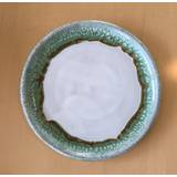 Håndlavet keramik tallerkner, 3 størrelser. Unik keramik i hvid og grøn. - keramik Tallerken lille Ø 16 cm