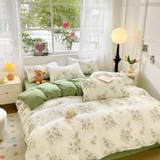 SHEIN 4pcs/Set, High-End Soft And Skin-Friendly Bubble Floral Princess Style Bedding Set With Small Flower Print For Sweet Girls (1 Duvet Cover+1 Sheet+2 Pi