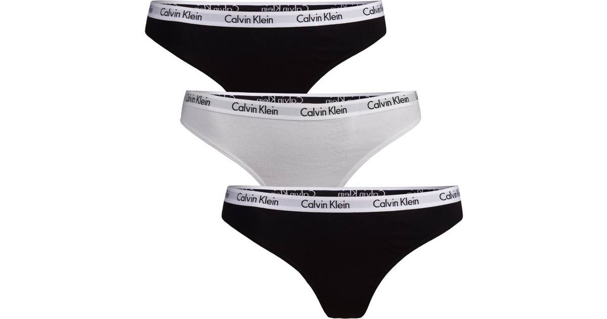Serena konsulent hensynsfuld Calvin Klein Carousel Thongs 3-pack - Black/White/Black