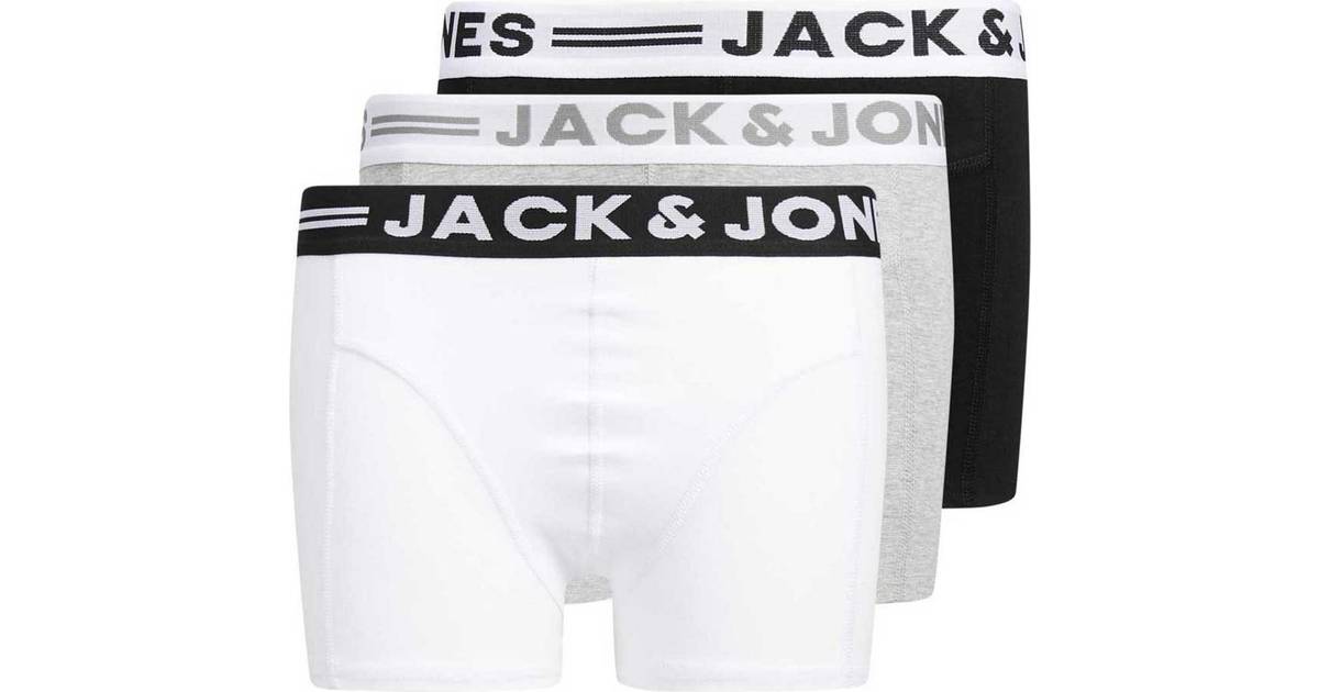 Tilladelse Fejlfri spand Jack & Jones Junior Sense Trunks 3-pack - Light Grey Mela/Black/White  (12149293)