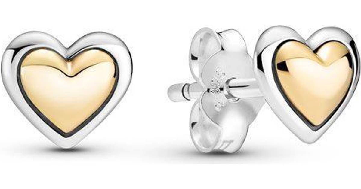 Ligegyldighed Engager fravær Pandora Domed Golden Heart Earrings - Silver/Gold • Pris »