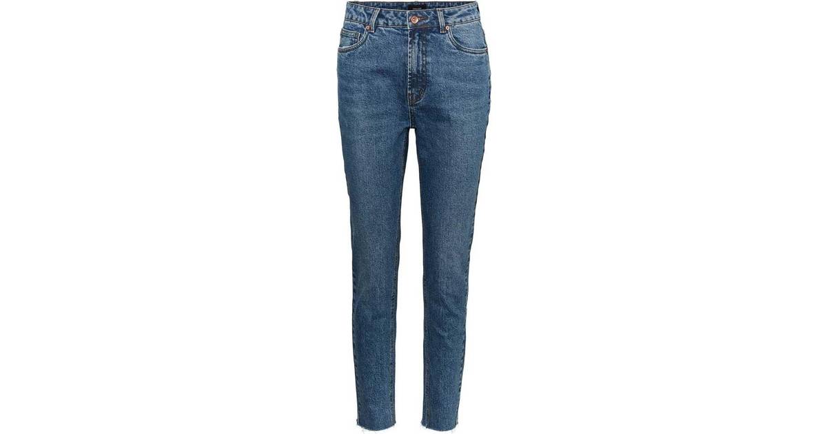 Moda Brenda High Waist Straight Cut Jeans - Medium Blue Denim