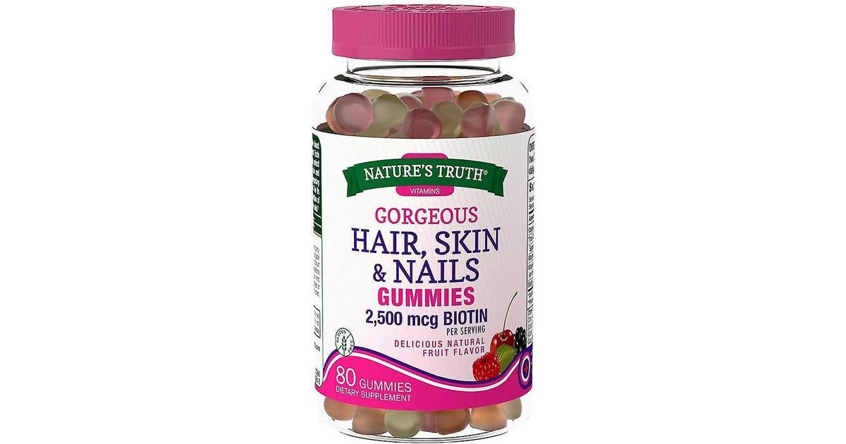 Nature's Truth Gorgeous Hair Skin Nails Gummies Natural Fruit 80 Vegan  Gummies • Pris »