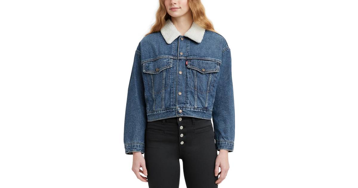 Levi's Cropped Loose Sherpa Jacket - Plant A Seed/Blue • Pris »