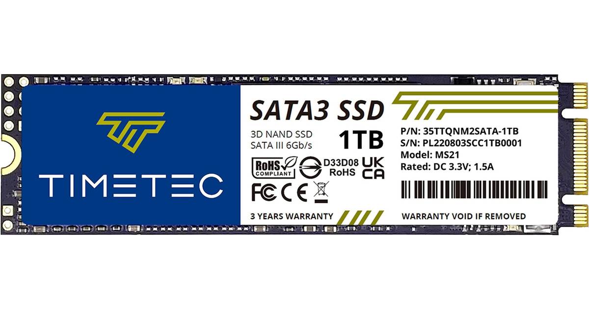 picnic lugt Cirkus Timetec 1TB SSD 3D NAND QLC SATA III 6Gb/s M.2 2280 NGFF Read Speed Up to  510MB/s SLC Cache Performance Boost Internal Solid State Drive for PC •  Pris »