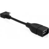2.0 - Et stik - Kabeladaptere Kabler DeLock USB-A - Micro USB-B OTG (angled) Adapter M-F 0.1m