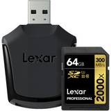 Lexar Media USB Type-C Hukommelseskort & USB Stik Lexar Media SDXC Professional UHS-II U3 300MB/s 64GB (2000x)