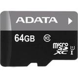 Adata U3 Hukommelseskort & USB Stik Adata Premier MicroSDXC UHS-I U1 30/10MB/s 64GB +SD Adapter