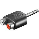 2RCA - Kabeladaptere - Sort Kabler Wentronic 2RCA-6.3mm M-F Adapter