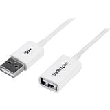 StarTech Hvid - USB-kabel Kabler StarTech Thin USB A - USB A M-F 2.0 3m