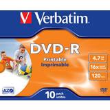 Verbatim DVD Optisk lagring Verbatim DVD-R 4.7GB 16x Jewelcase 10-Pack Wide Inkjet