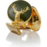 Guld Manchetknapper Skultuna The Hunter Deer Cufflinks - Gold/Green