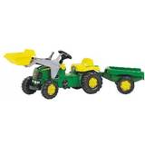 Metal Gåbiler Rolly Toys John Deere Pedal Tractor with Working Front Loader & Detachable Trailer